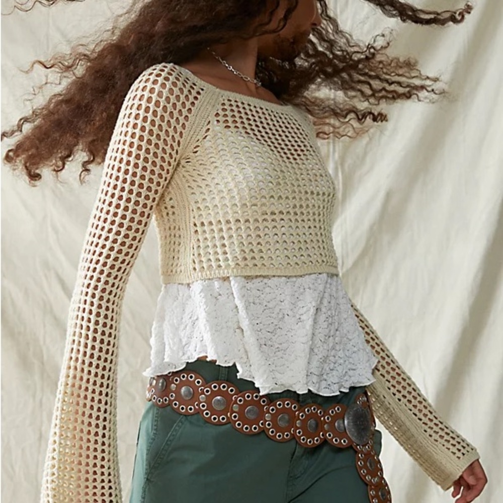 Urban Outfitters Chloe Cropped Open Knit Sweater